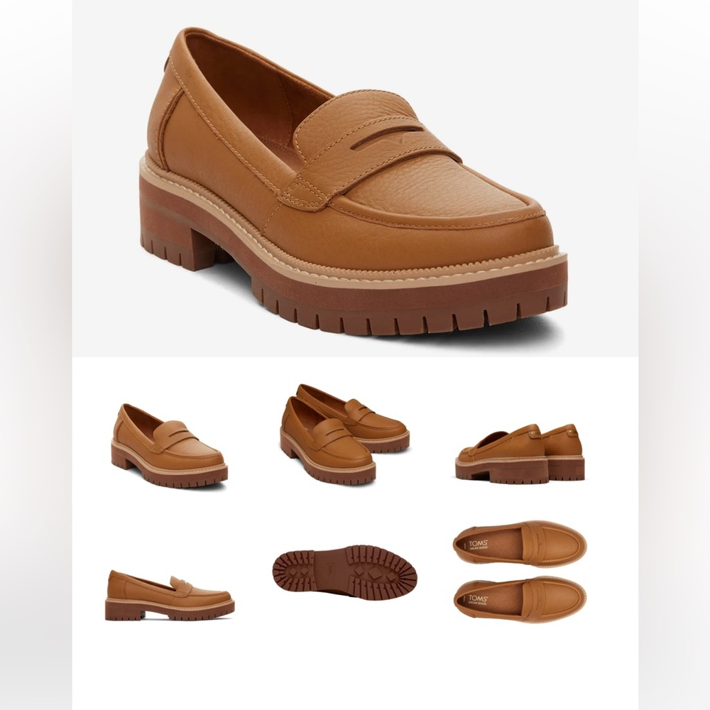 Tom’s Cara Tan Leather Loafer NIB size 9